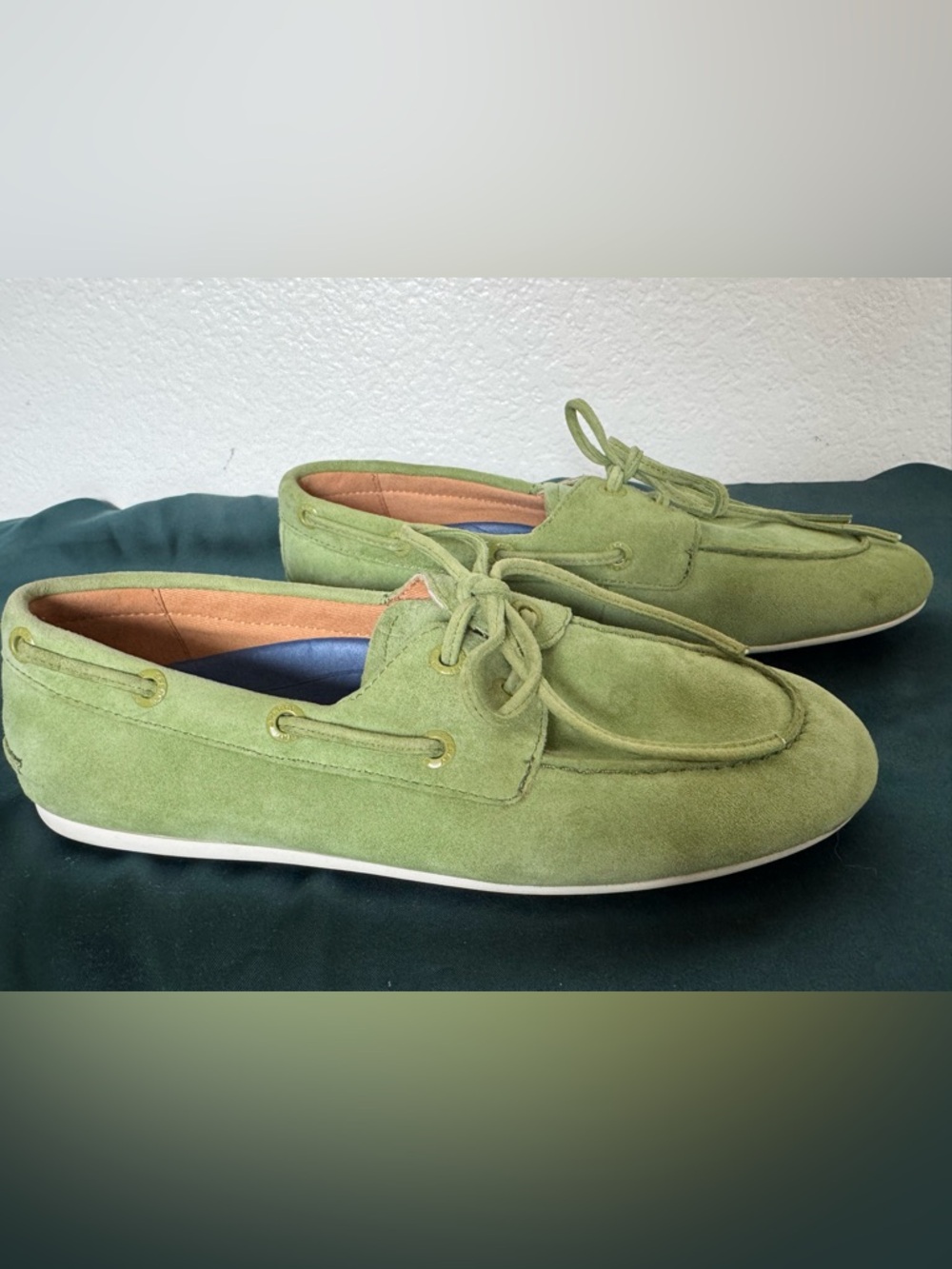 Sperry Green Suede Slim Boat Shoes,  Casual Lace-Up, US 6, EUR 36